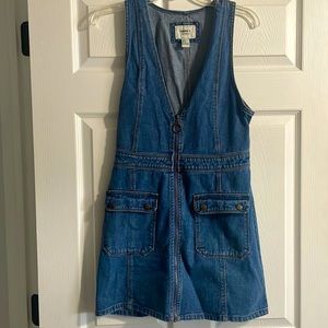 Denim zip up dress